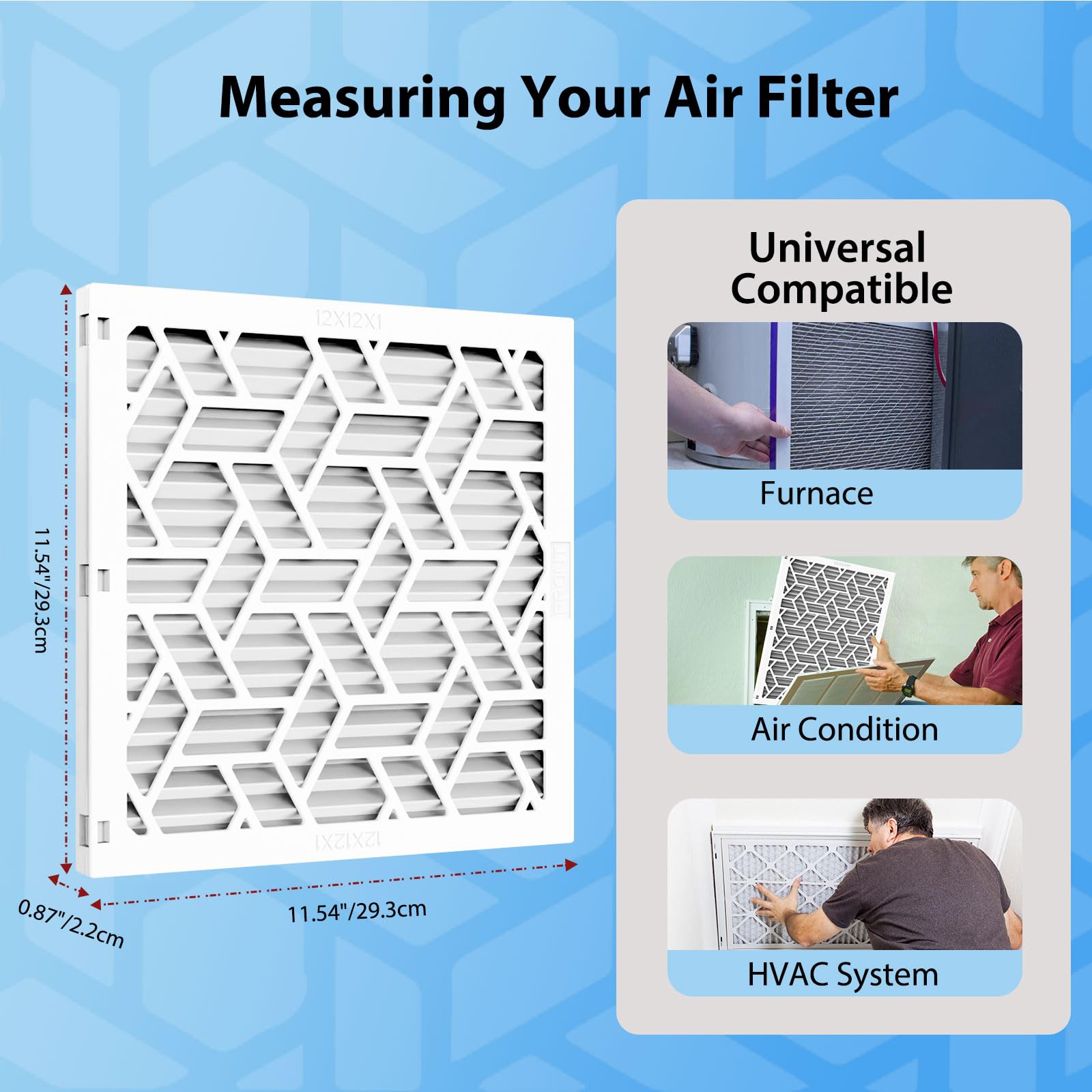 UBeesize Filtro de aire reutilizable de 12 x 12 x 1 (paquete de 5), filtro de aire acondicionado y calefacción, MERV 11, MPR 1800, fácil de cerrar/abrir, 1 marco ABS reutilizable + 5 filtros
