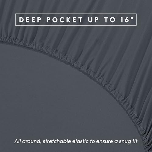 Miniatura 5 de Elegant Comfort Lujoso juego de sábanas acolchadas de 4 piezas, caja de regalo, calidad egipcia de 1500 hilos, suave, resistente a las arrugas,