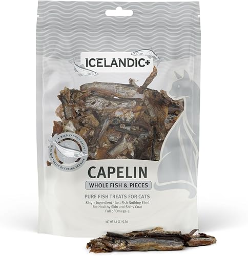 Vista 14 de Icelandic+ Arenque de pescado entero, bolsa de 1.5 onzas, golosinas para gatos, puro capturado en la naturaleza y secado al aire, aperitivo de un
