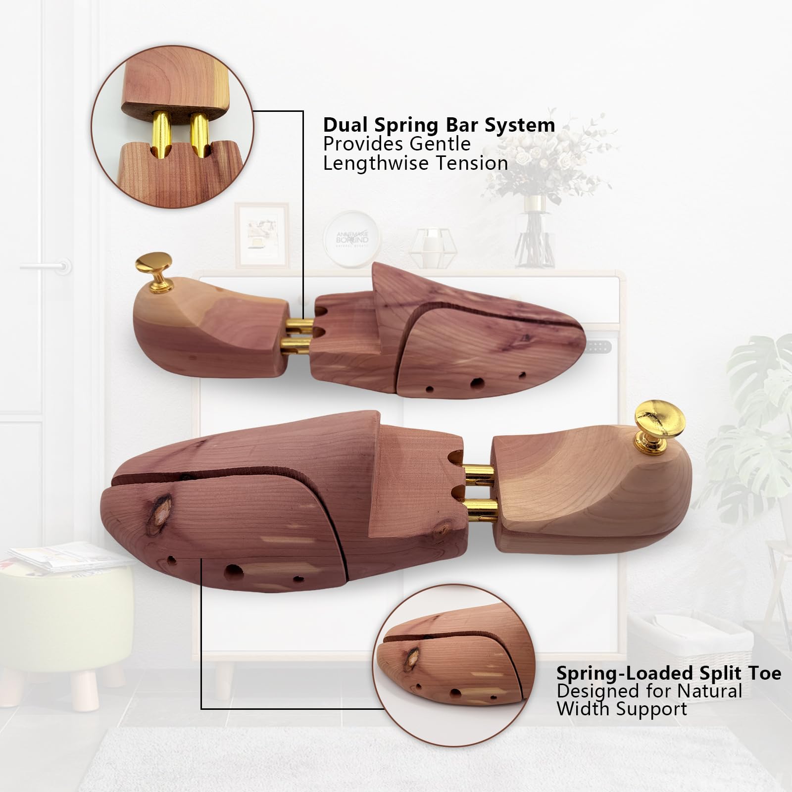 Embauchoirs en Bois de Cèdre Premium Réglables avec Chausse-pied – Maintien Forme Chaussures Cuir Homme & Femme, Absorption Humidité, Anti-Odeur Naturel, Entretien Professionnel