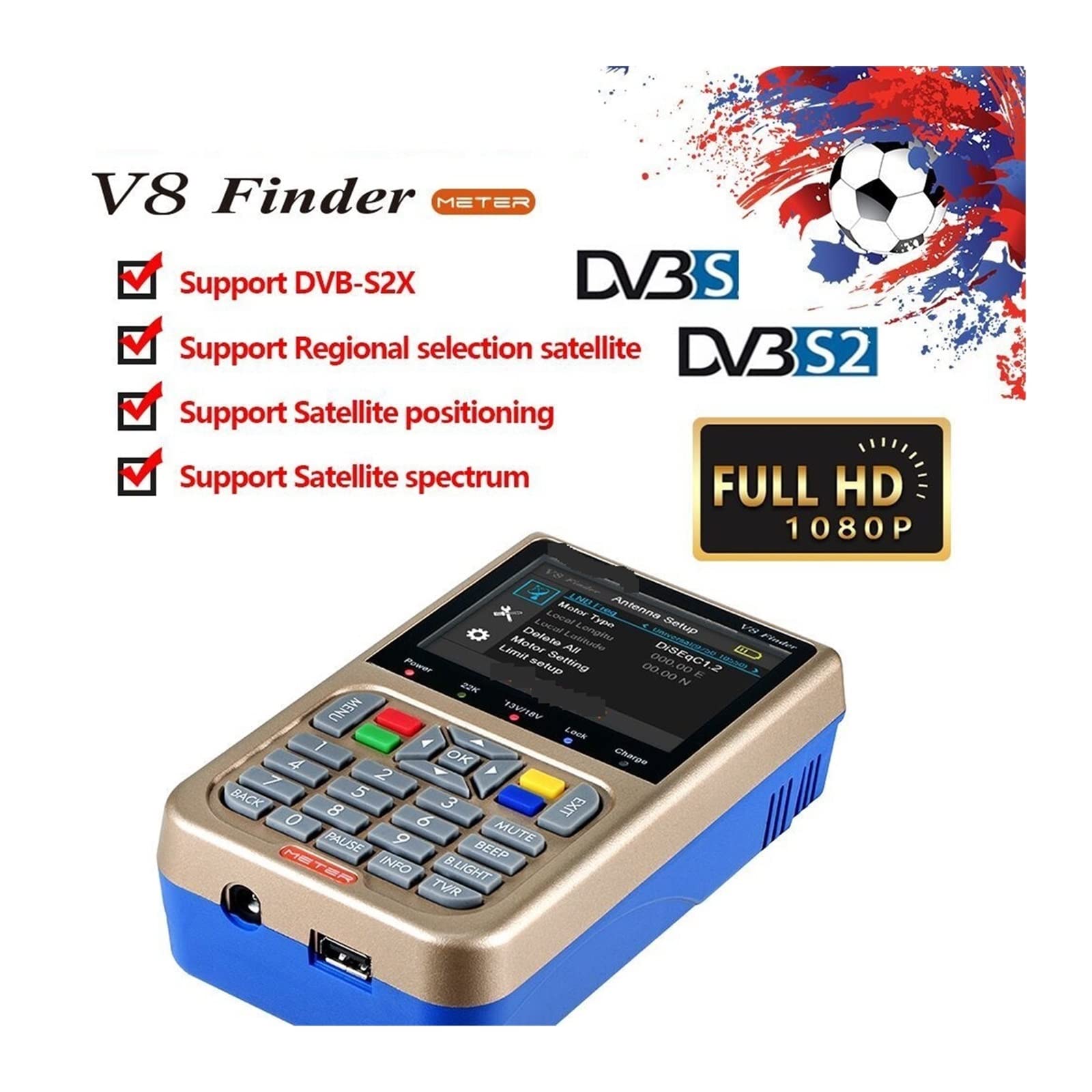 PZPZP TV Signal Finder Meter, V8 2/Finder Meter DVB-S/DVB-S2X Parabol Locator Finder Satellite FTA Satellite Receiver Digital TV HD LCD MPEG-2/4 H.264,for Adjusting Sat TV Dish(V8 Finder Meter)