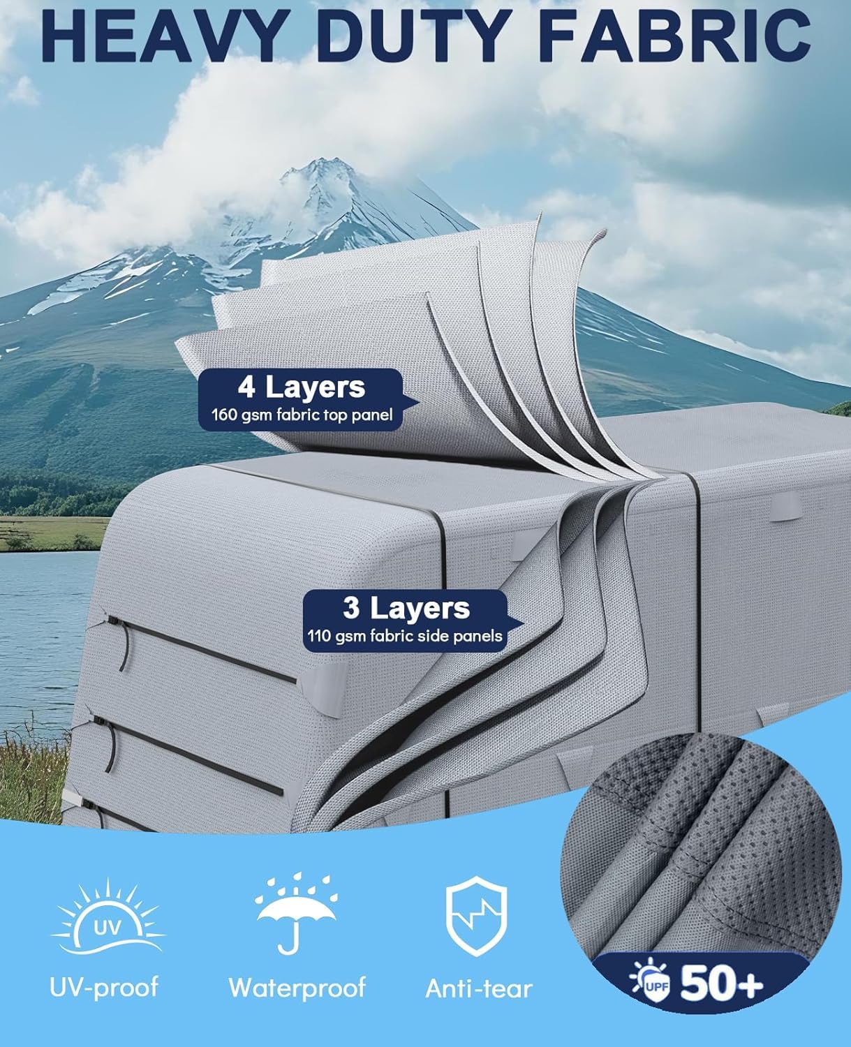 Garvee Funda para Remolque de Viaje Extra Gruesa 7 Capas – Protección Impermeable y Anti-UV para Autocaravana 18-20FT – Resistente a Lluvia, Nieve, Polvo