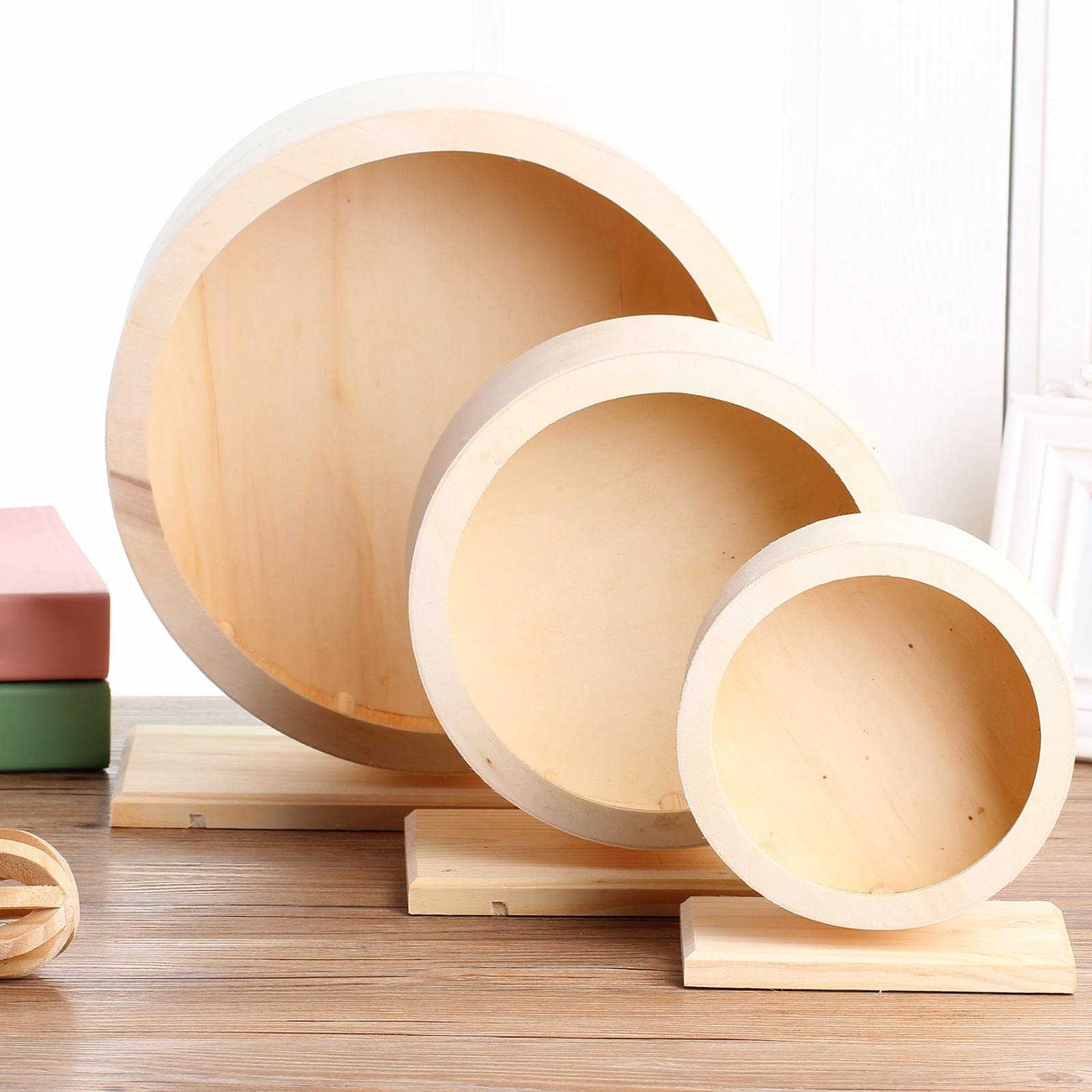 Générique Roue d'exercice Silencieuse pour Hamster, Roue en Bois, Base Antidérapante, Accessoire pour Petits Animaux, Fonction Décorative, Convient Aux Peti, M