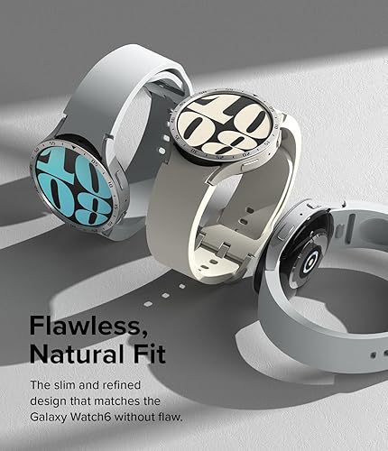 Miniatura 6 de Ringke Funda de estilo bisel compatible con Samsung Galaxy Watch 6 de 1.732 pulgadas [44-01 (ST) plateada] + vidrio compatible con Samsung Galaxy