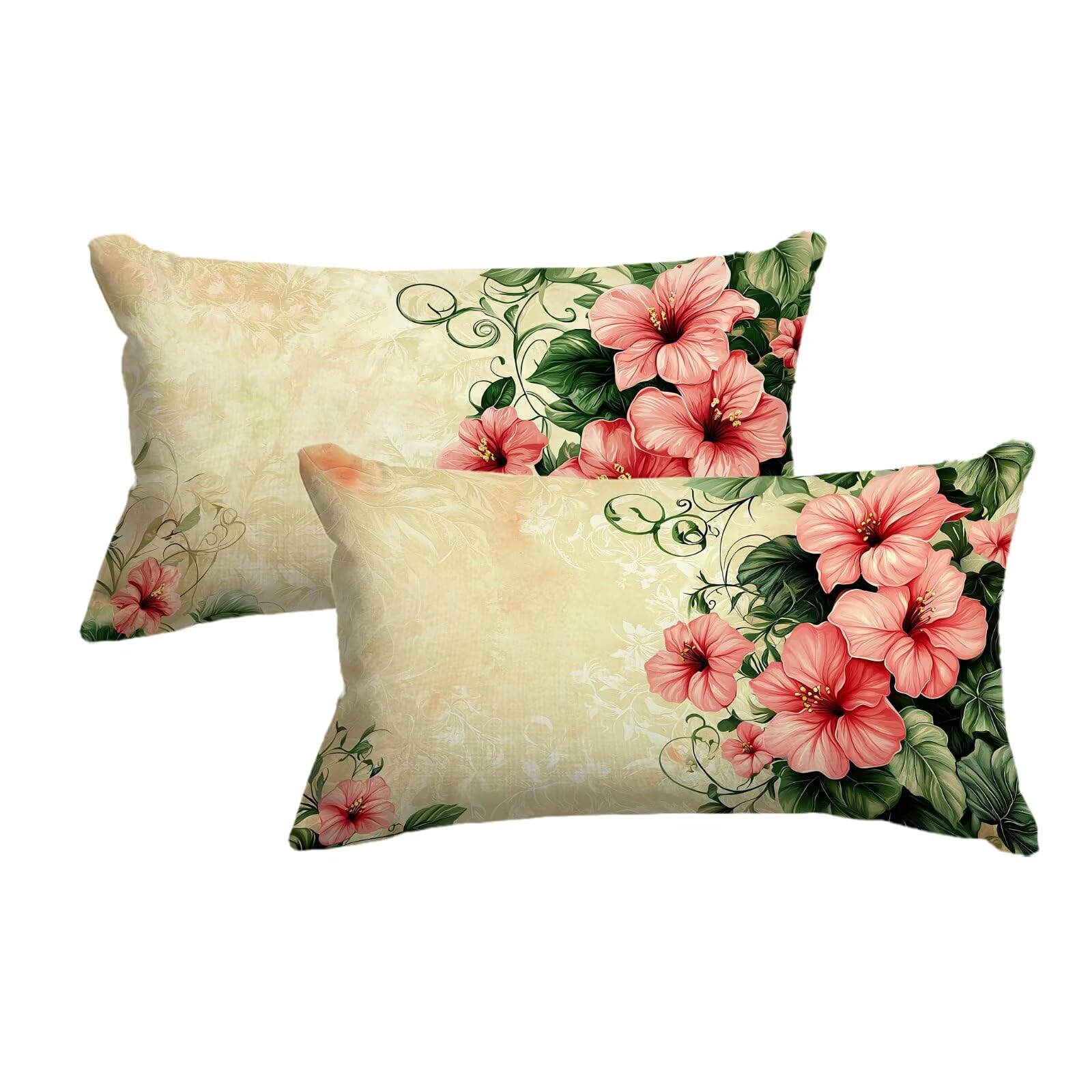 Taie d'oreiller 40x80 cm beige lot de 2 housses de coussin décoratives printemps pour le canapé