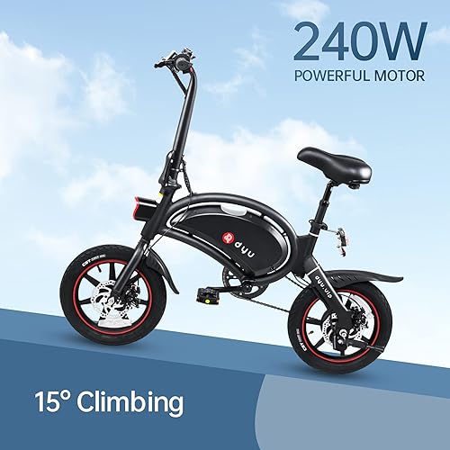 Miniatura 2 de DYU D3F - Bicicleta eléctrica plegable de 14 pulgadas para adultos y adolescentes, bicicleta eléctrica de ciudad de cercanías con motor de 250 W y