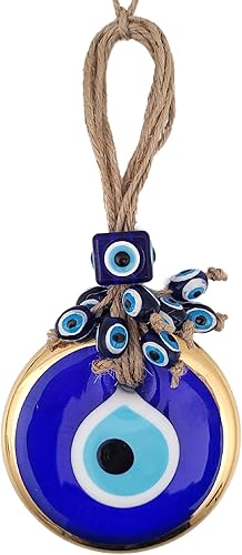 Adorno de decoración de ojo turco de 3.5 pulgadas, color dorado, para colgar en la pared en una caja, dije de protección para el hogar, decoración