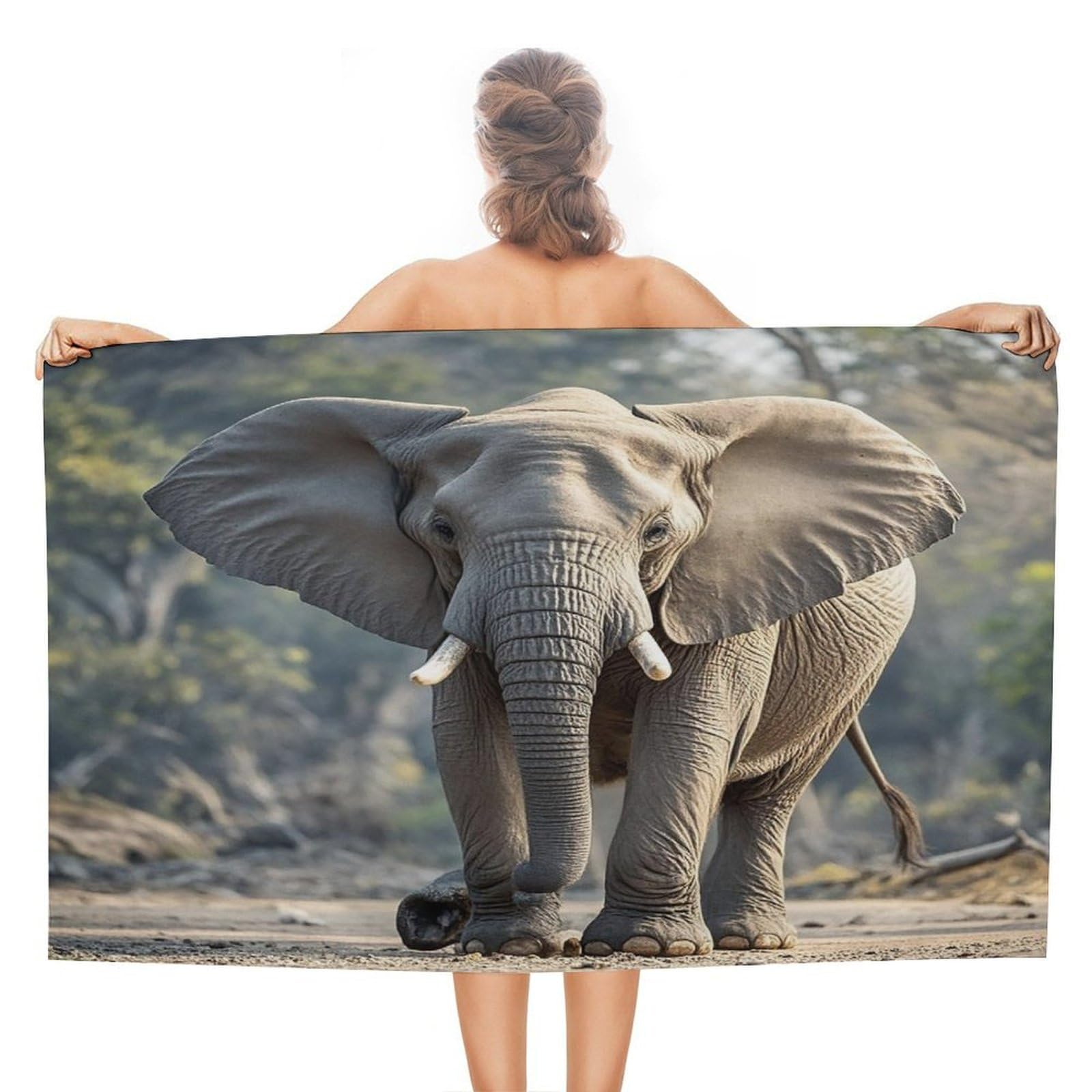 VstaDank Elephant Bath Towel Stylish Double-Faced Pile Travel Towel Soft Absorbent Beach Towel for Pool Swim Sports Camping Adults Gift 51X31 Inch