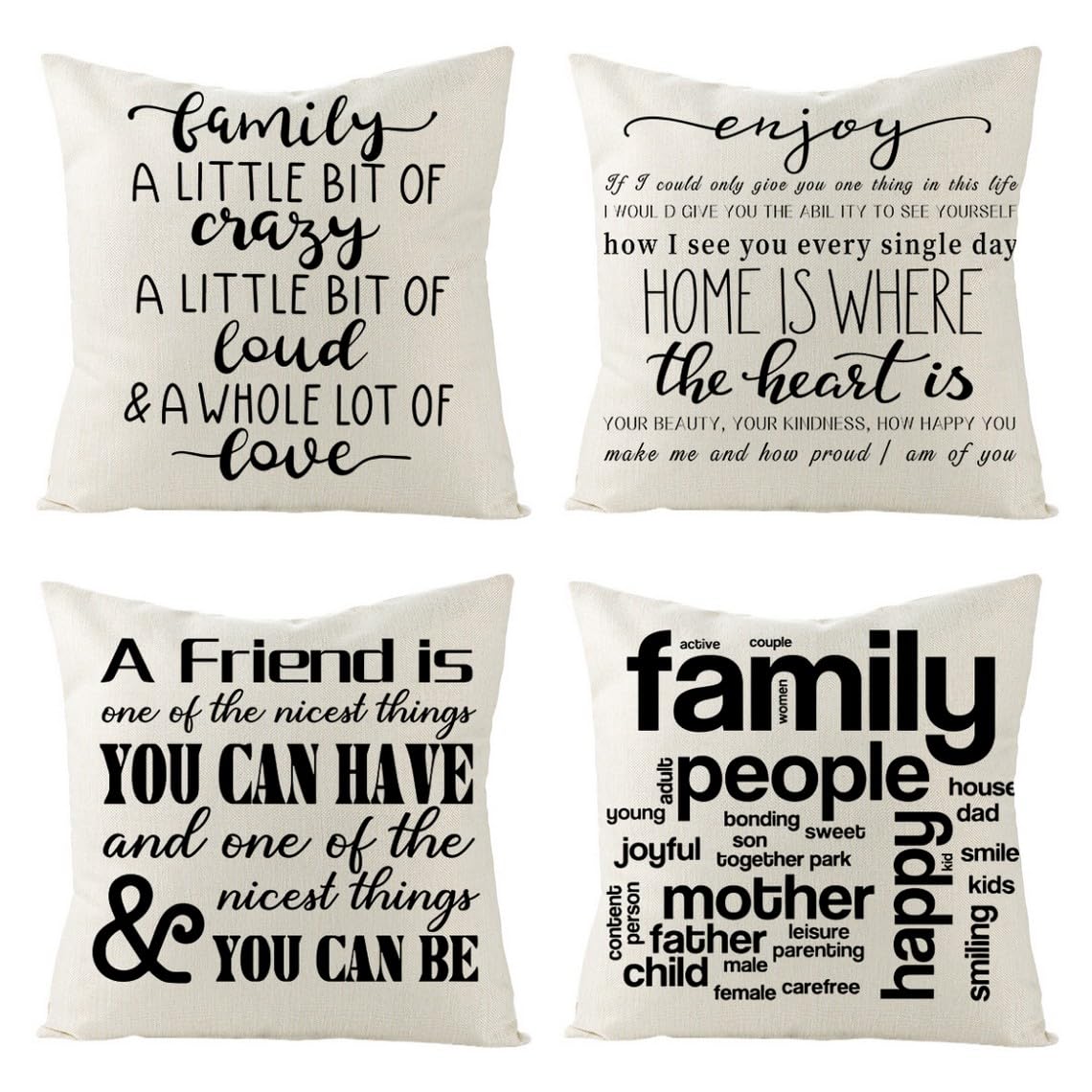 Housses de coussin lavables et douces pour canapé et lit motif New York noir et blanc