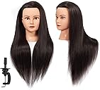 Mannequin Head 26-28" Synthetic Fiber Manikin Head Hairdresser Styling Training Head Training Model Cosmetology Doll Head Hair for Practice Cutting Braiding with Free Clamp Stand 7E6606LB0220