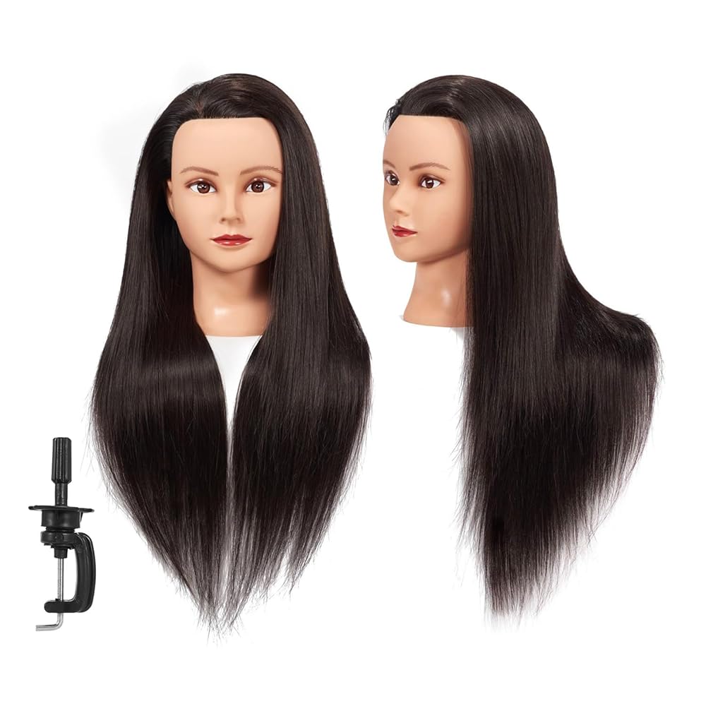 Headstar Mannequin Head 26-28 Training Head Synthetic Fiber Cosmetology Doll Head Styling Head Hair Braiding Head Hairdresser Training Model Practice Head Hair Mannequin With Free Clamp 7E6606LB0420