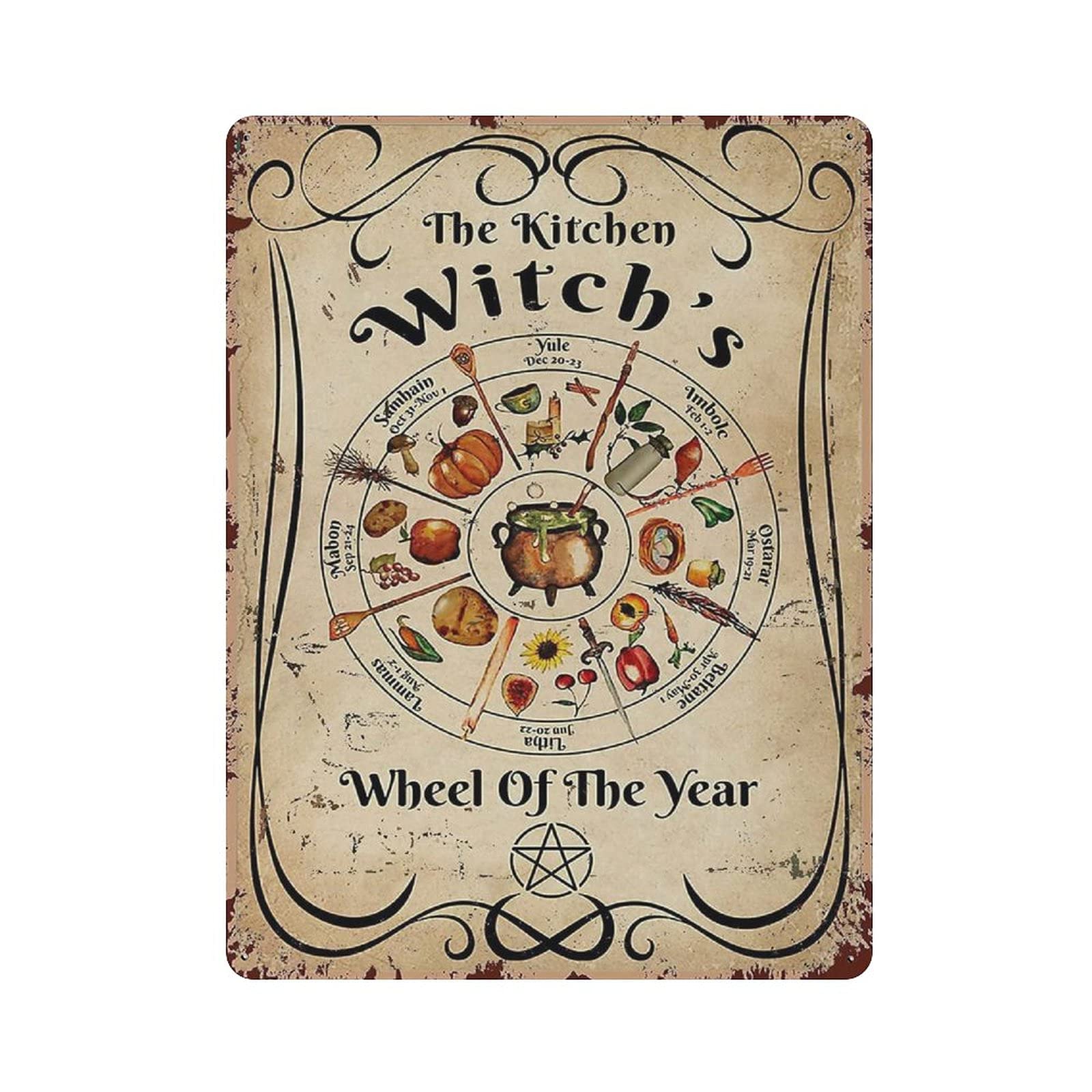 Witchy Decorations for Party the Kitchen Witch's Metal Signs, Fun Poster For Bar Kitchen Cafe Farmhouse Wall Decor 12x16 inch