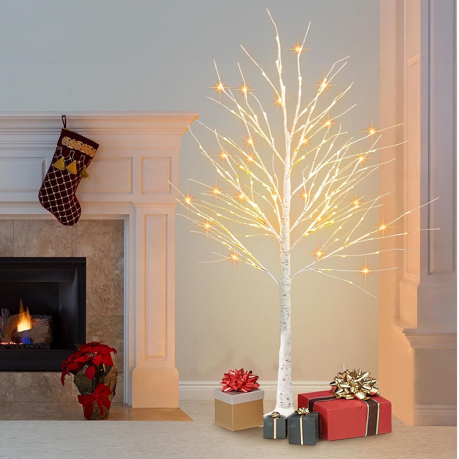 Dazzle Bright 6 Ft Lighted Birch Tree, 144 LED, 2-Pack - Image 7