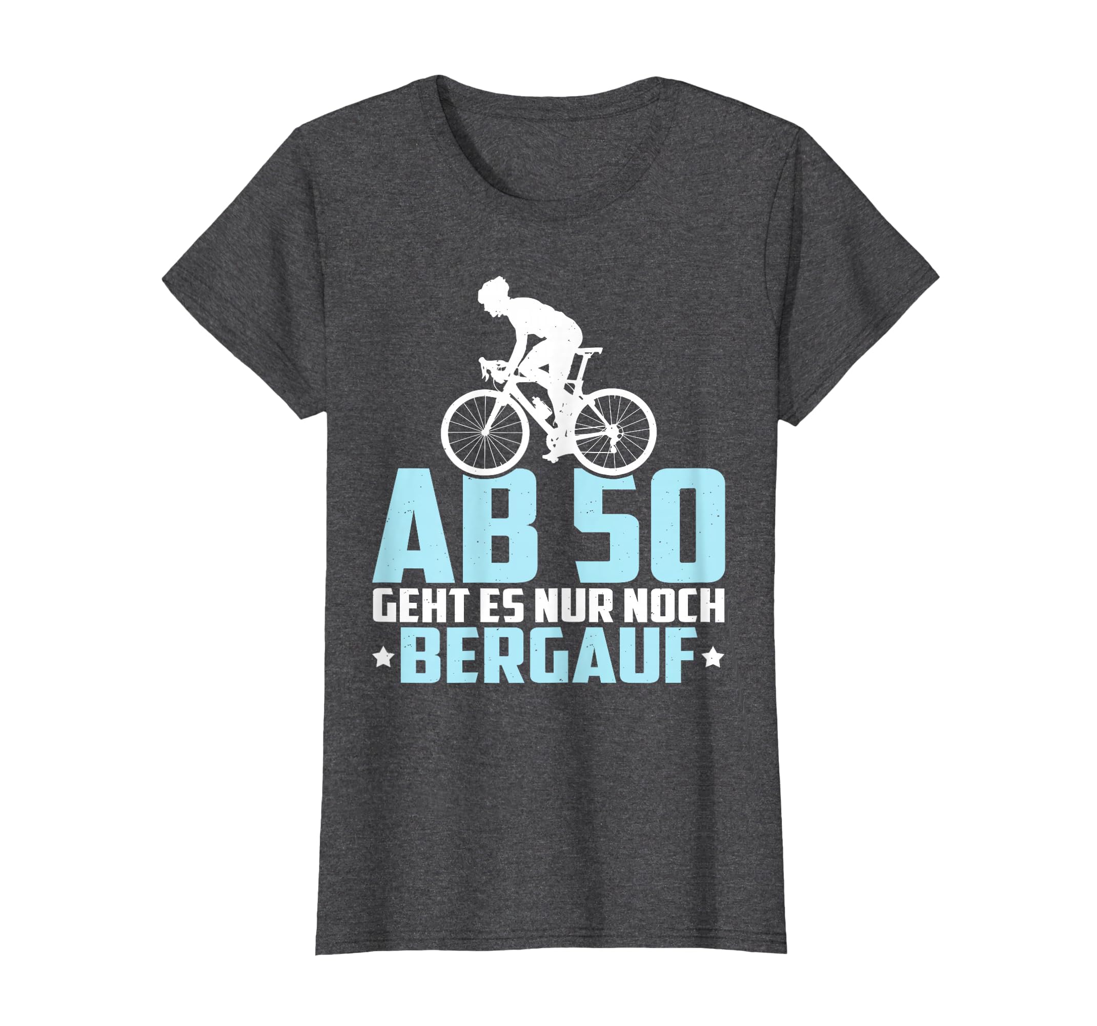 Lustig 50. Geburtstag Fahrrad Sprüche Geburtstagsgeschenk T-Shirt, Damen, Anthrazit Meliert, XS Fashion