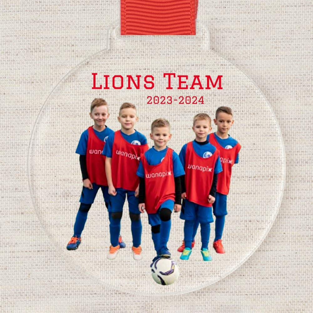 Wanapix | Medallas Personalizadas | Medallas Niños y Adulto | Metacrilato o Madera | Medallas Premios | con Cinta Roja | 7ø cm | 100% Personalizada