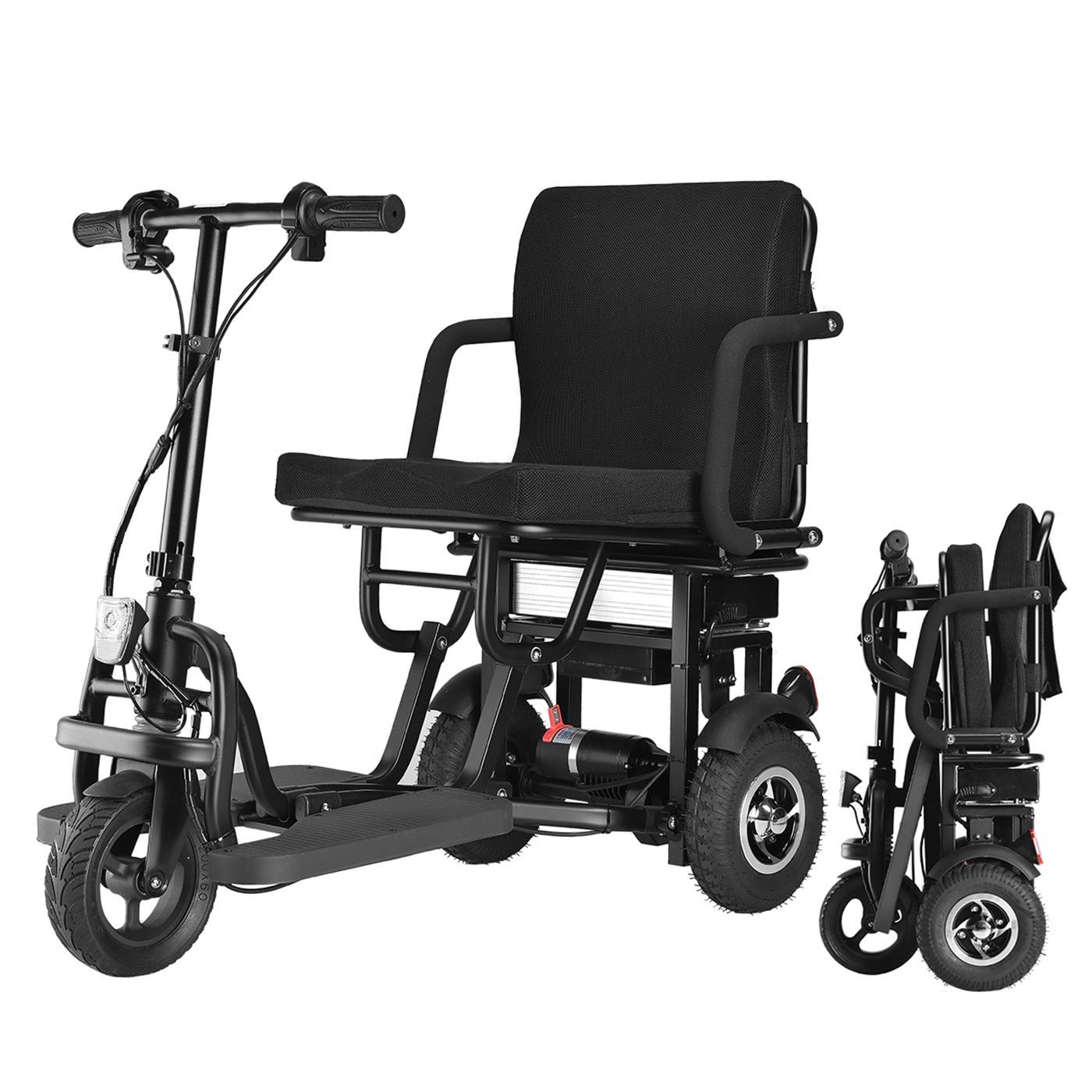 3 Wheel Folding Electric Mobility Scooter - Electric Powered Wheelchair - Lightweight Portable Power Scooter for Travel, Adults, Elderly - Support 265lbs Weight Only 58lbs Long Range(12Mile)