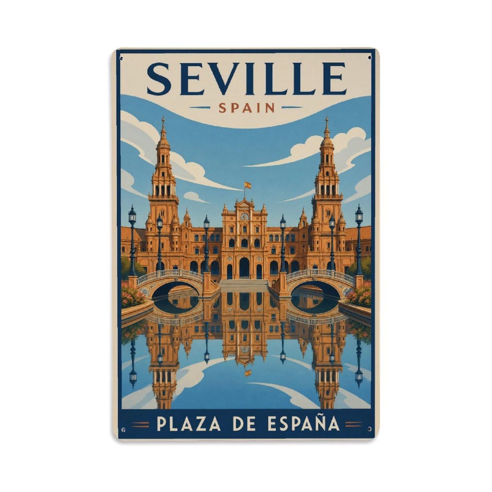 Metal Tin Sign Vintage Travel Plaza Espana Spain