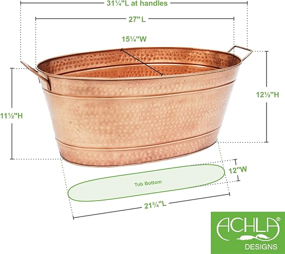 ACHLA Designs Oval Hammered Copper Plated Tub