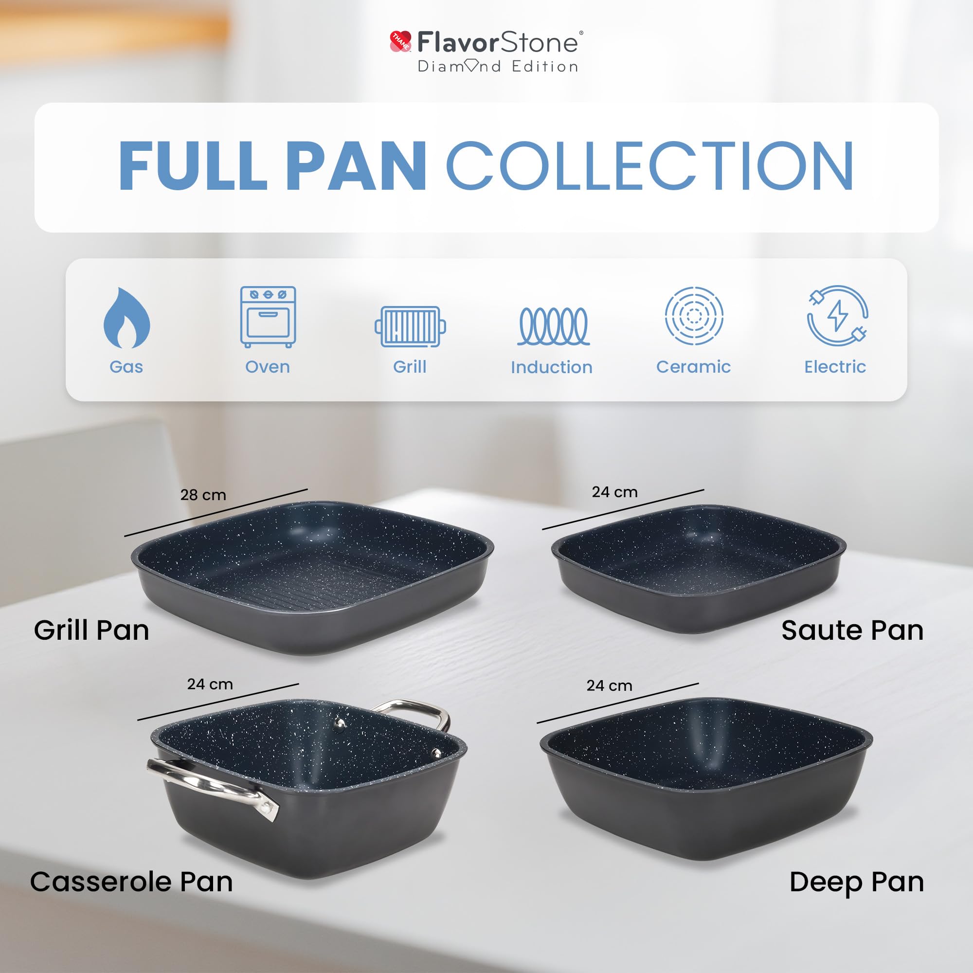 FlavorStone Diamond Non Stick Induction Pan Set - Chef's