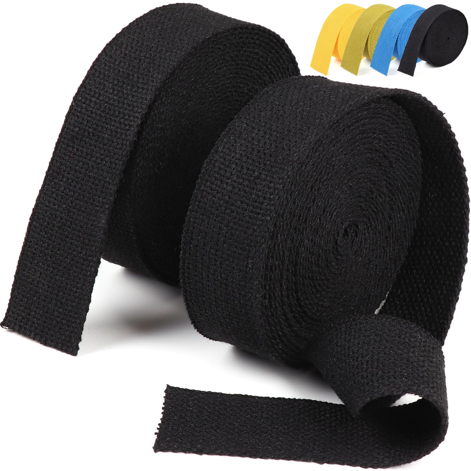 Heavy Polycotton Black Webbing 1.5 Inch Belt Strap for Luggage Straps and Backpacks Bag Webbing Straps for Bags 1 1/2" Arts and Crafts(Black-1.5 inch-