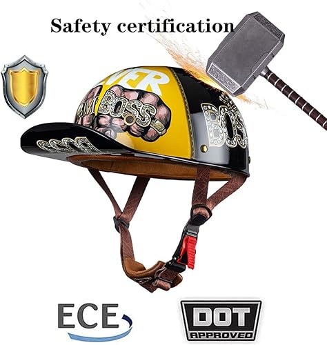 Miniatura 5 de Casco de calavera de estilo alemán, cara abierta, aprobado por DOT, casco de moto Cruiser Scooter para hombres y mujeres, 3XL