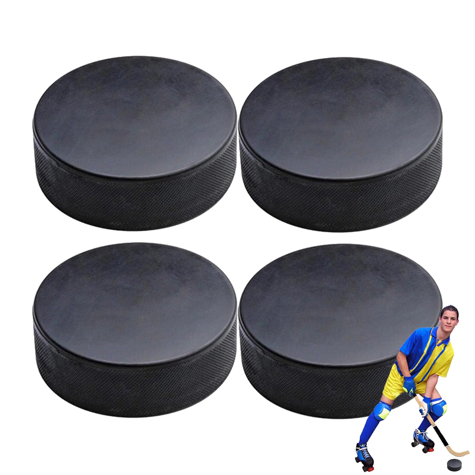 Dischi Da Hockey Su Ghiaccio - 4 X Regolamento Ufficiale Gioco Di Formazione Con Rulli Di 3 Pollici Di Diametro E 1 Pollici Di Spessore | Attrezzature Sportive Indoor Durevole Per Uomini E Donne