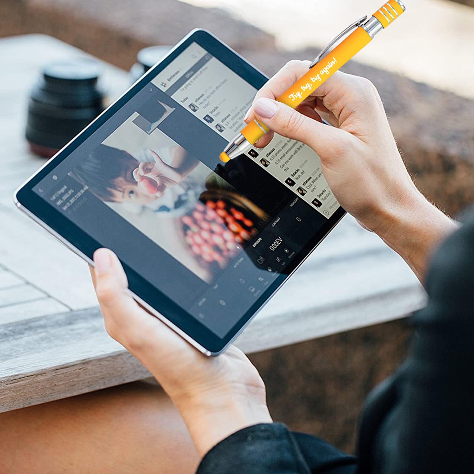 Personalized 2 in 1 stylus Ballpoint pen up to 1000 bulk Custom Engraved Name Text Message - ballpoint — view 7