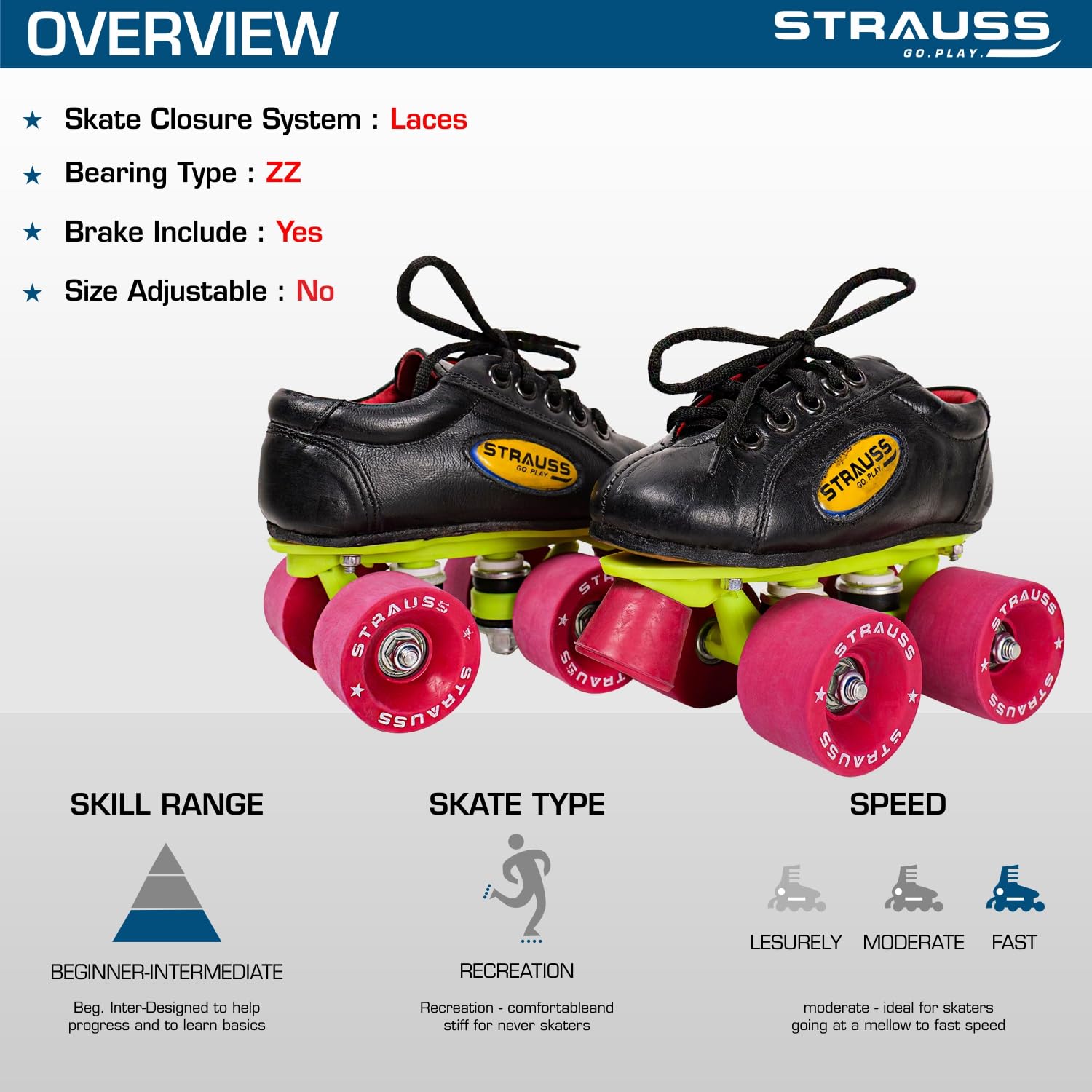 STRAUSS Gripper Skating Shoes | Fixed Body Roller Skates | Shoe Skate with Rubber Wheel |Ideal for Boys, Girls and Kids |Suitable for All Skill Level | Ideal for Kids (5-6 Years),Size-11, (Red/Black) 3