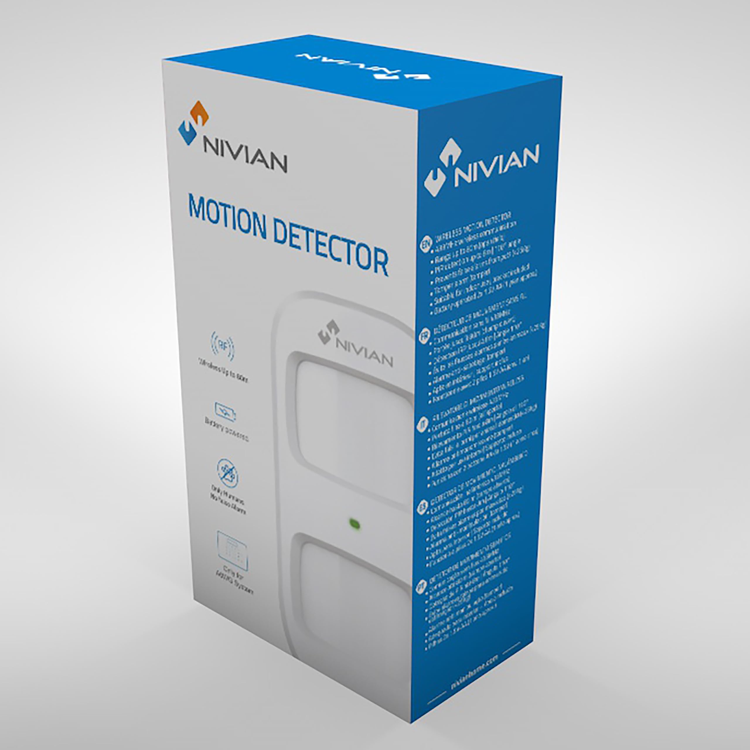 Nivian-Detector de Movimiento inalámbrico Compatible con Alarma Nivian-Apto para Interior–Inmune a Mascotas hasta 20Kg–Amplia Cobertura-Tamper Anti-sabotaje-Fácil instalación sin Necesidad de Cables