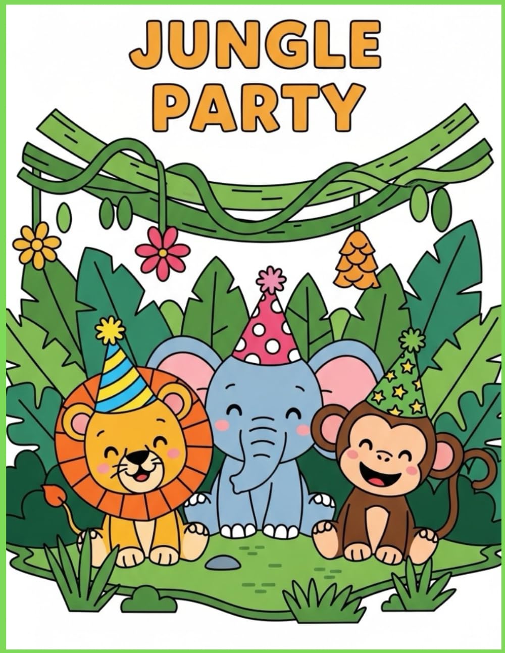 Jungle Party: A Fun & Simple Animal Coloring Book for Toddlers: Fun Jungle Adventure with Easy Designs