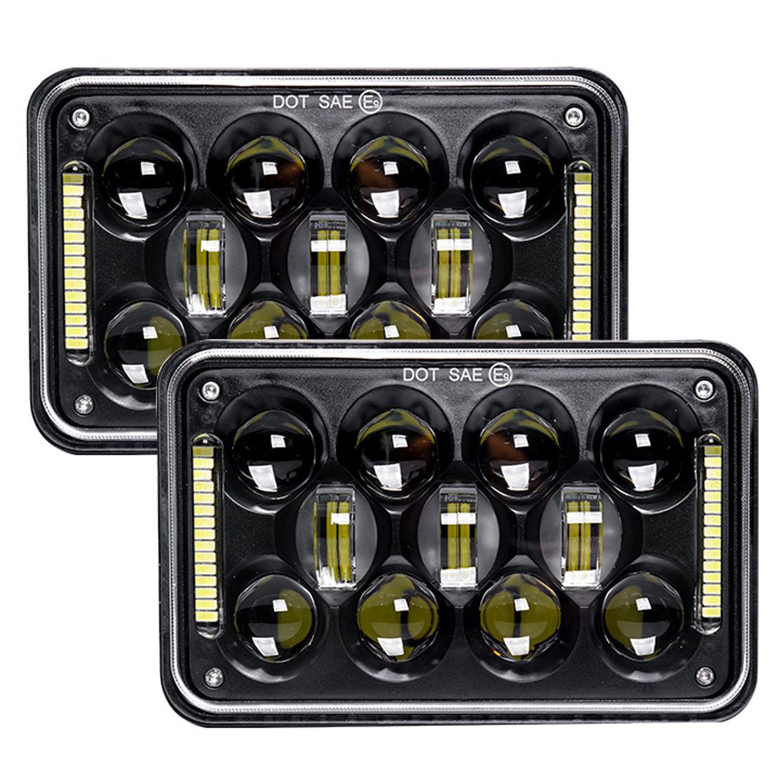 COWONE4x6"inch LED Headlights Rectangular Headlamp Replacement for H4651 H4652 H4656 H4666 H6545 Kenworth Peterbil Freightinger 2pc