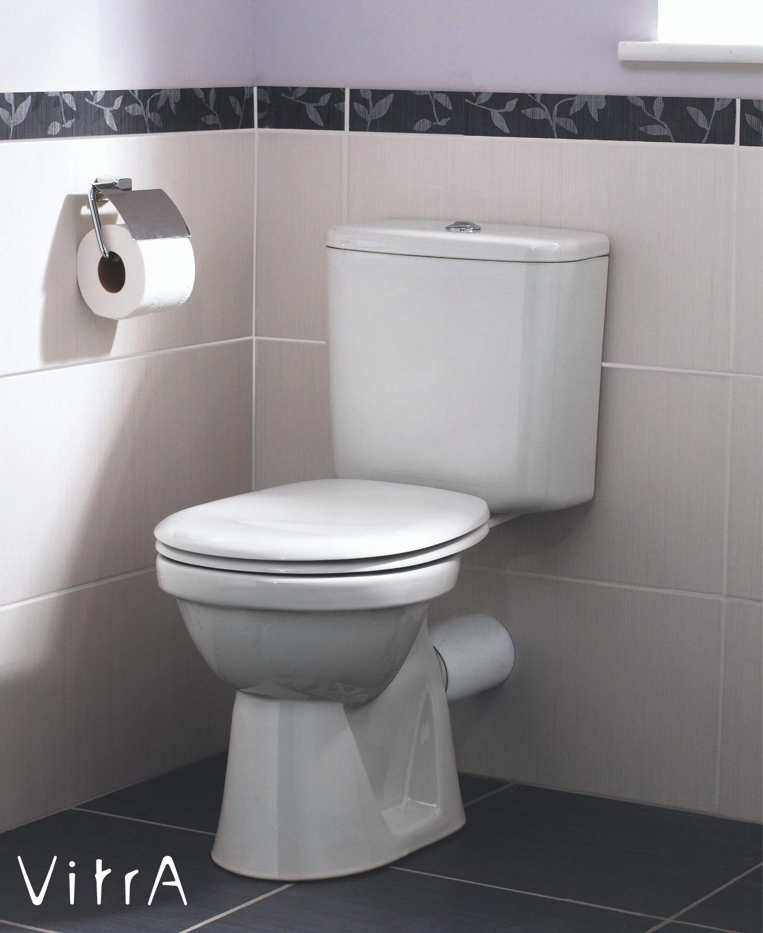 VitrA Normus Toilettendeckel, WC Sitz, einfache Reinigung, Weiß Toilettensitz mit Metall Scharniere – 23-003-001
