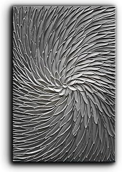 YaSheng Art - 3D Abstract Art Oil Paintings,Modern Texture Wall Art,Silver Gray Color Abstract Artwork,Wall Art for Living Room, Bedroom Wall Decor,Office Wall Decor Home,Framed Wall Art 36x24inch