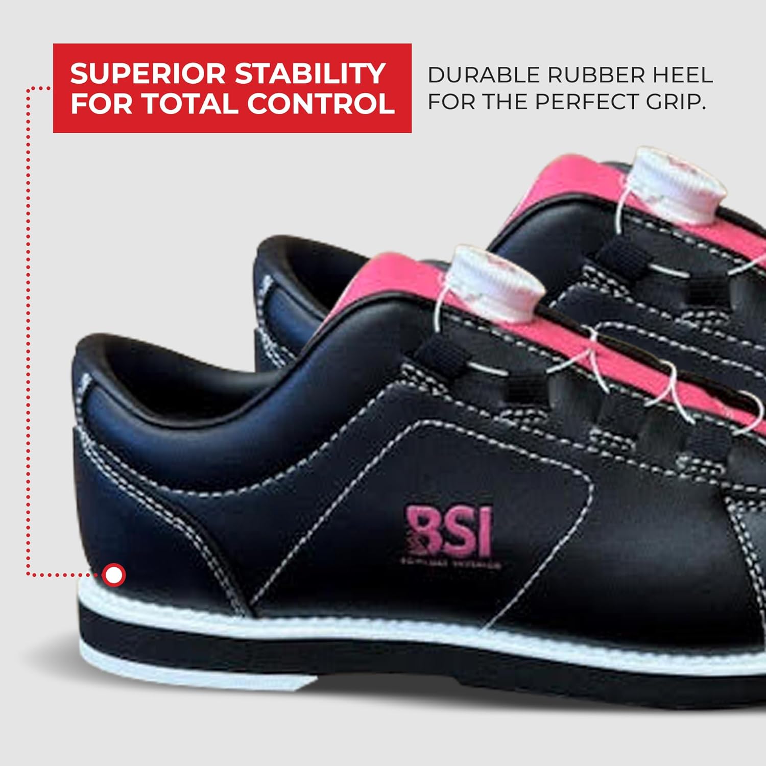 BSI Women's Revival Dial Shoe - Lightweight Bowling Shoes with Enhanced Comfort & Support, Black/Pink