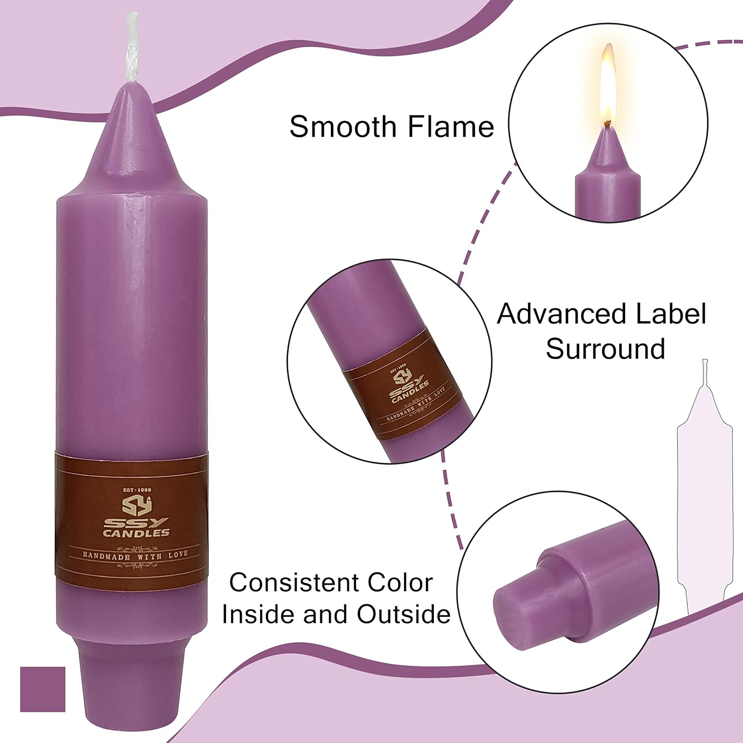 8 PCS Purple Candlesticks 5 inch Small Taper Candles Stick Candles Unscented for Wedding Party Home Décor Candles Advent Candles