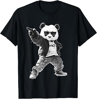 Cool Animal Designs for Girls Boys Kids Children Panda in Trendy Urban Streetwear Strikes a Pose for Kids T-Shirt