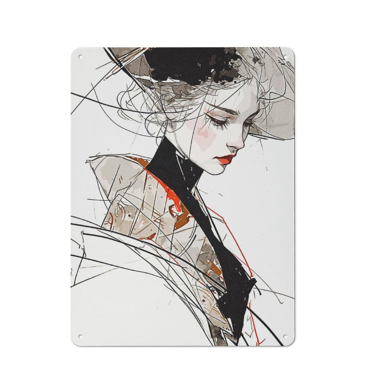 Junmoney Modern Geisha Metal Wall Sign 40X30cm Featuring For Café Or Restaurant, For Vintage Wall Decor Fans, For Metal Sign Collectors