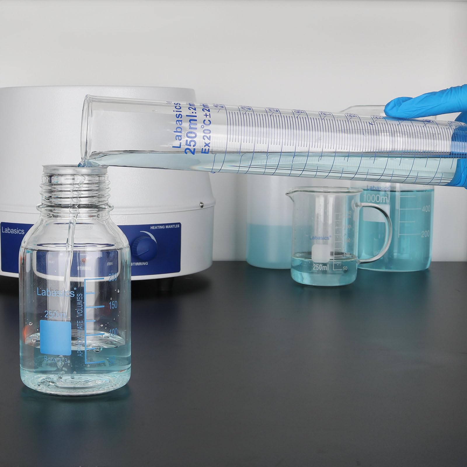 Labasics 2-Pack 50 ml Vidrio de Borosilicato Cilindro Graduado de Medición