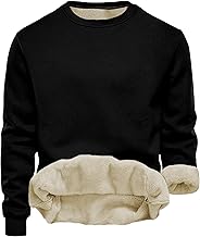 Men's Sweatshirt Winter Thick Fleece Pullover Casual Crew Neck Lined Sweater Warm Long Sleeve Jumper Winter Jumper