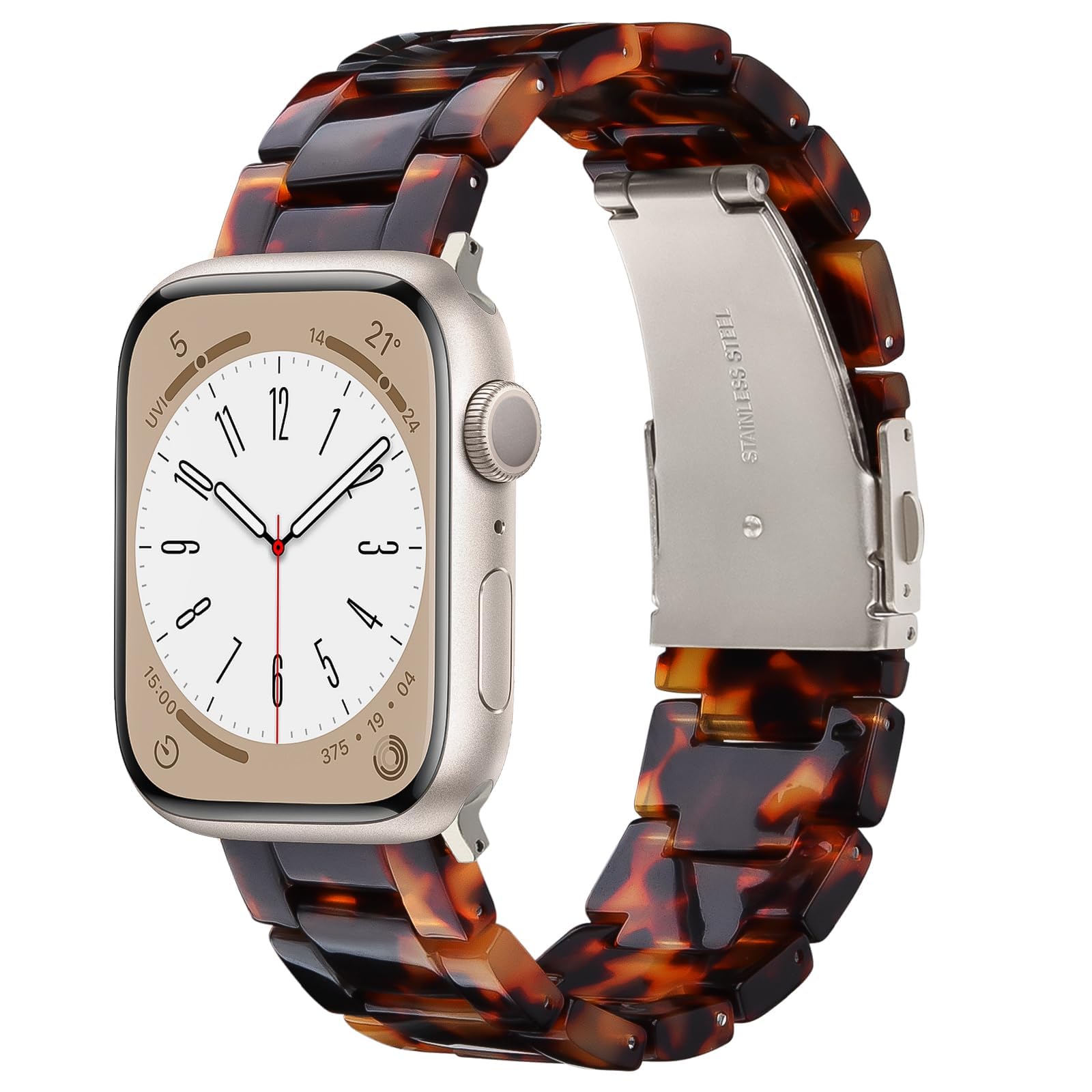V.R.HOPE Modernes Harz Armband kompatibel mit Apple Watch SE/9/10/11/ 44mm 45mm 46mm 49mm Damen, Elegant Stilvolle leichte Leo Armbänder für iWatch Ultra Series 8 7 6 5 4(Schildkröten - Polarstern)