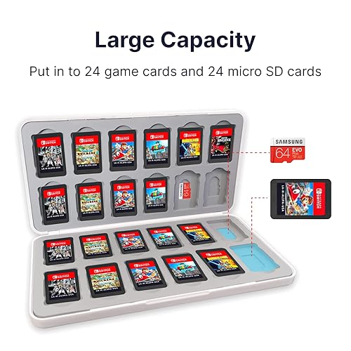 Vista 2 de WNJACO Switch Game Card Case Nintendo Switch Game & Micro SD Card, Customized Pattern Switch Lite Game Card Storage Box with 24 Game Card Slots and