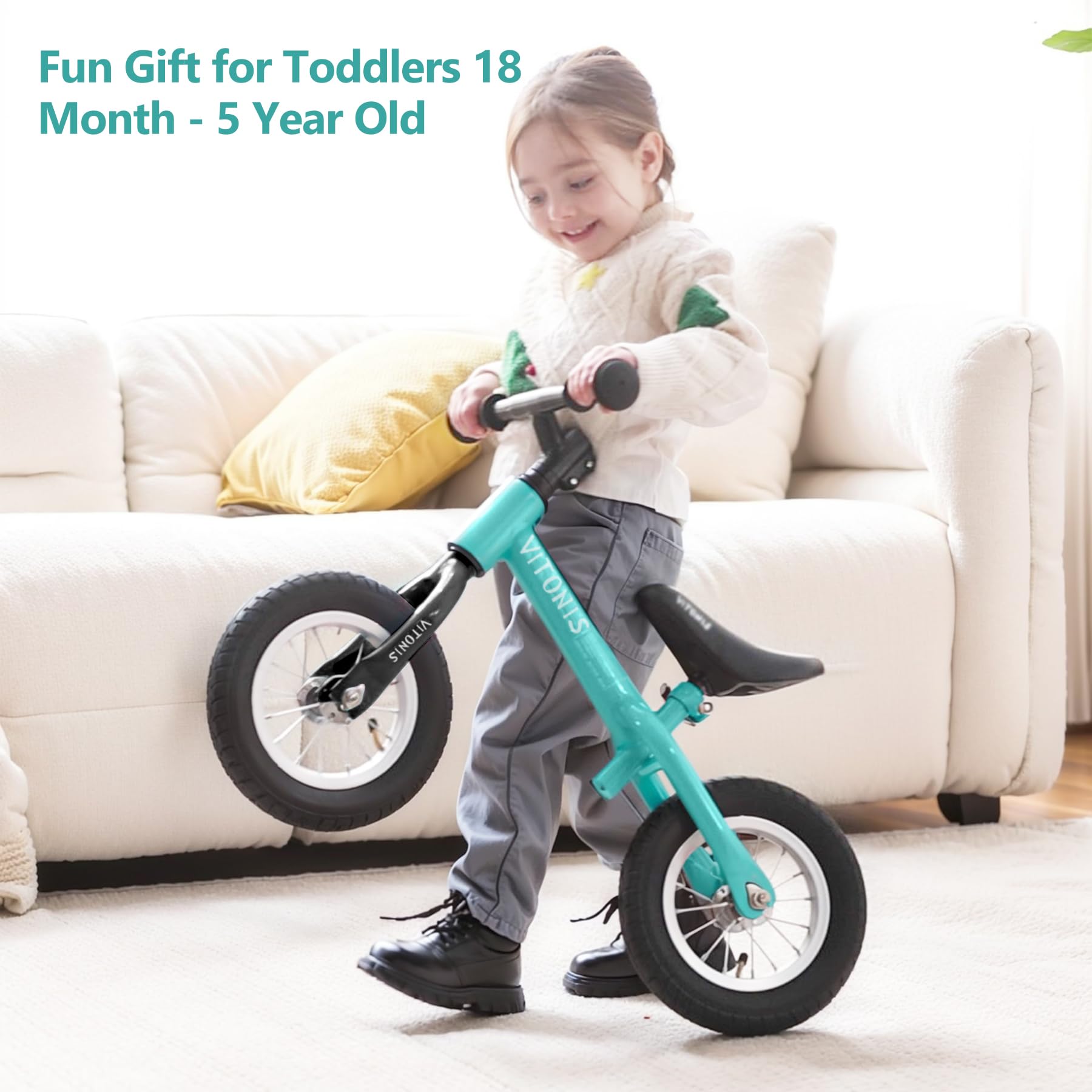 VITONIS balance bike Bicicletta Bambini Senza Pedali per 1,5-4 Anni Fino a 35 Kg, Sedile regolabile, sicuro e ultraleggero per bambini e bambine