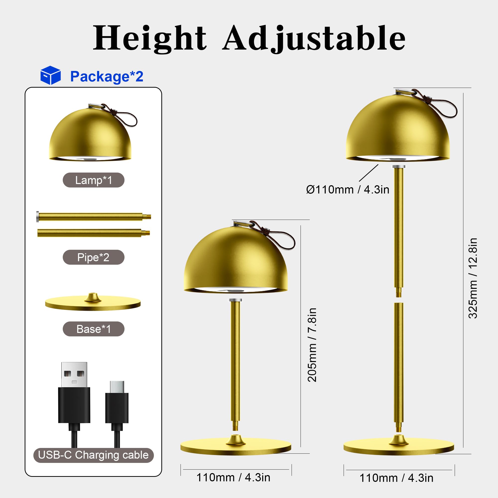 DEELUX 1 Piece Table Lamp Gold 2psc, Golden Hemisphere, 2 piece - Image 4