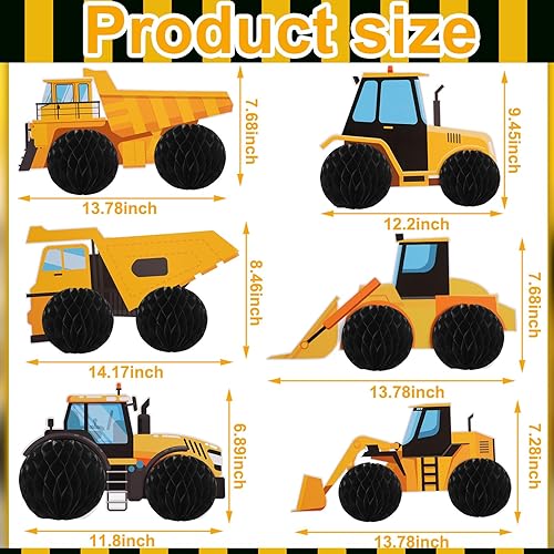 Miniatura 3 de Shappy 6 piezas de suministros de construcción para fiestas de cumpleaños, centros de mesa de construcción de panal de abeja, decoración de