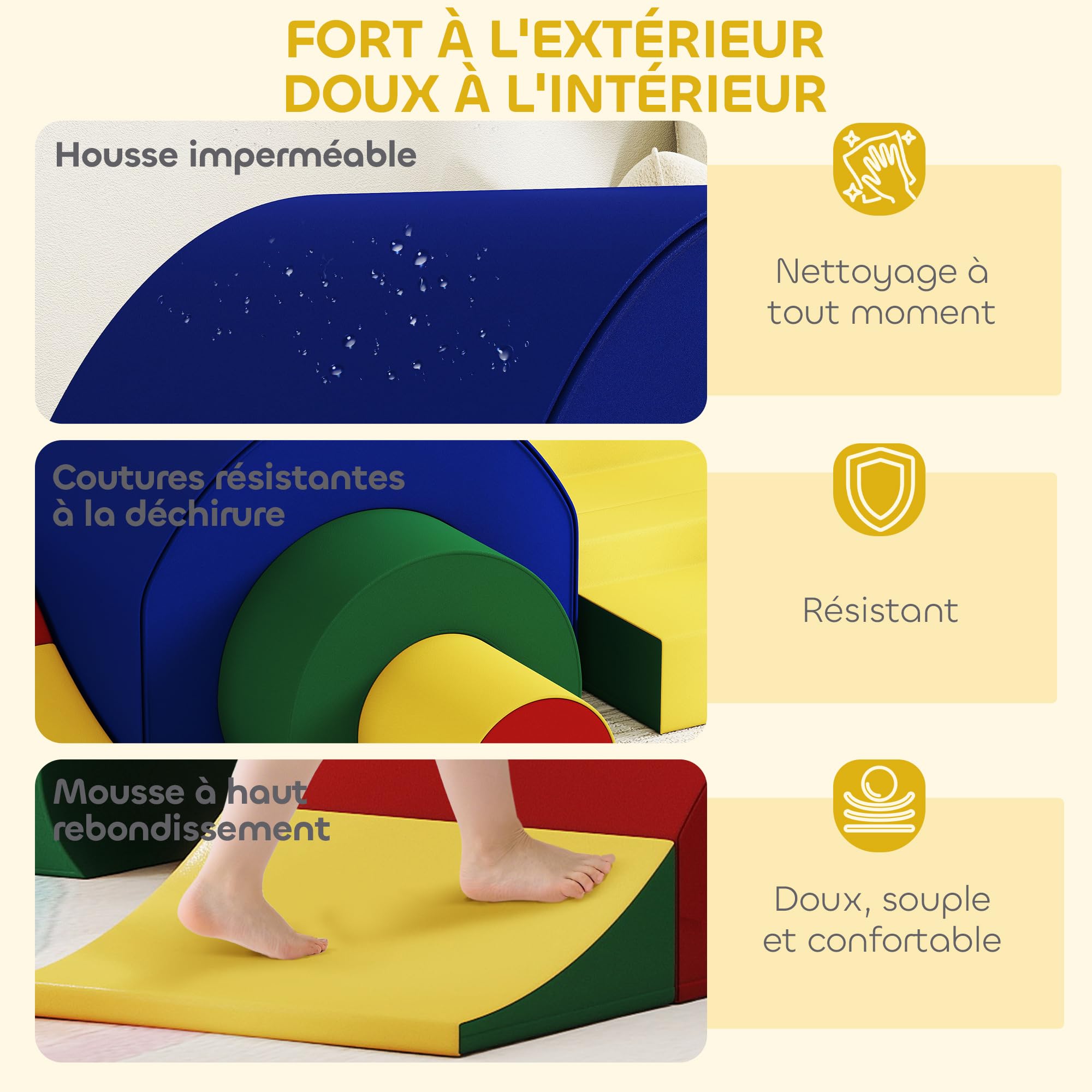 AIYAPLAY Parcours Motricité Bébé Modulable Jouets d'escalade Multicolore | Mousse Blocs de Construction Jouets Éducatifs, 5 Briques Géantes en Mousse, Coins Arrondis, pour Enfants 6 Mois à 6 Ans