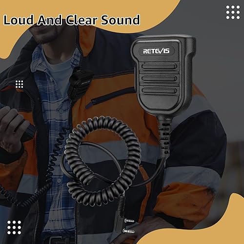 Miniatura 6 de Retevis Altavoz Walkie Talkie RT86, conector de audio de 0.138 in, micrófono de altavoz de hombro impermeable IP54, para radio bidireccional RT68