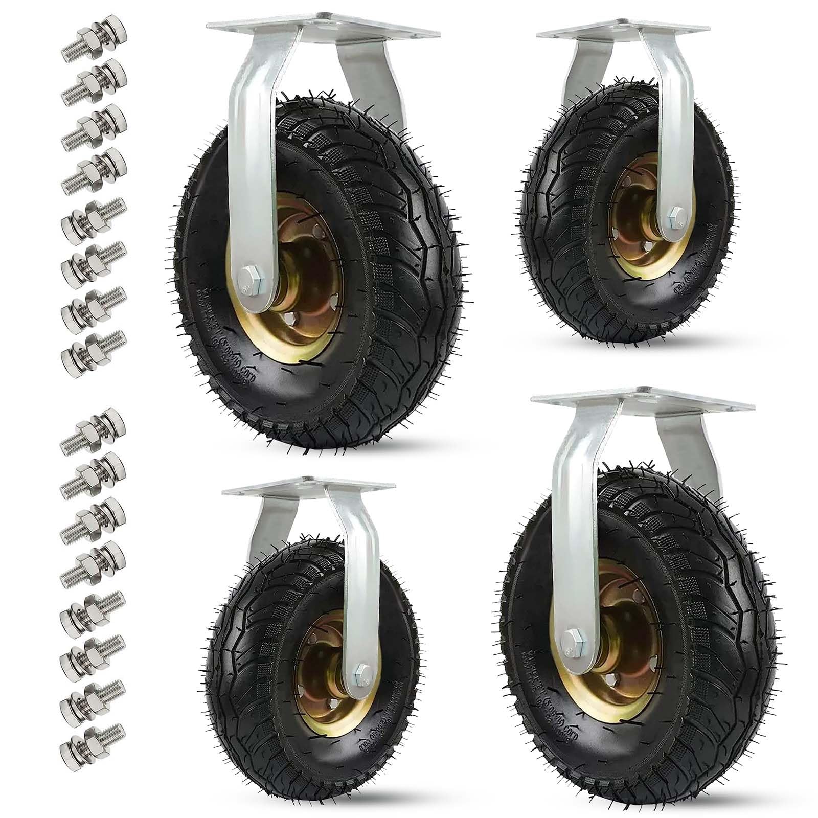 Roulettes robustes meuble 150 mm pneu haute résistance contre blocage chariot fixe