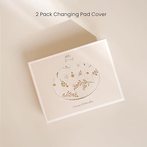 Miniatura 6 de Konssy Muslin Changing Pad Cover for Baby Girls Boys, 100% Cotton Fitted Diaper Chang Table Covers, Soft Breathable Changing Pad Sheets, 2 Pack