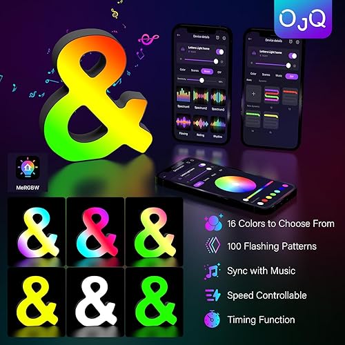 Miniatura 39 de OJQ Letras con luces LED iluminadas, letras de marquesina para decoración de habitación, luces de pared, regalos de Navidad, sincronización