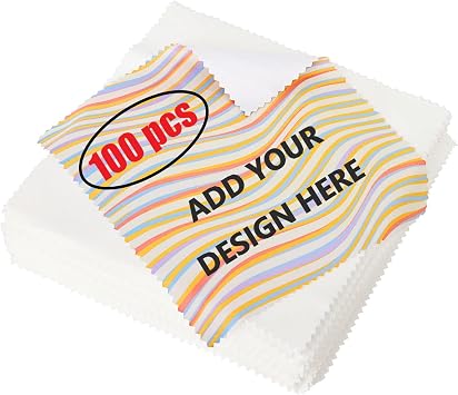 Muka 100 Pcs Custom Microfiber Cleaning Cloth 6X6 Inch Full Color Printed Microfiber Cloth Promotional Item for Eyeglasses Lenses Electronics and Screens-6" x 7"